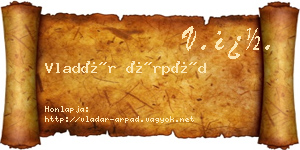 Vladár Árpád névjegykártya