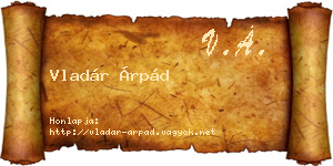 Vladár Árpád névjegykártya